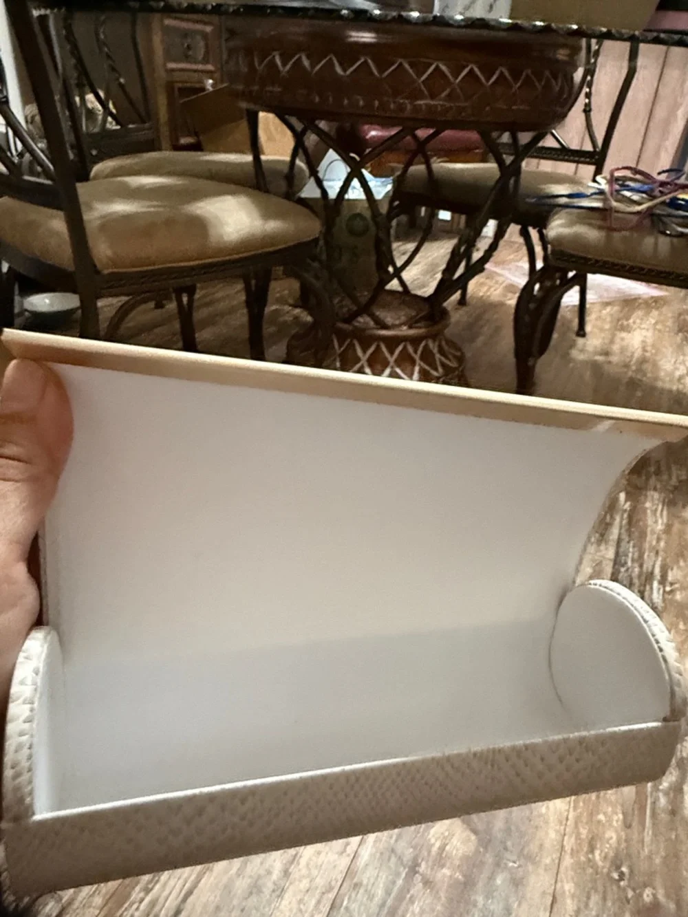 Jimmy Choo Cream Textured Sunglasses Case with Gold Trim